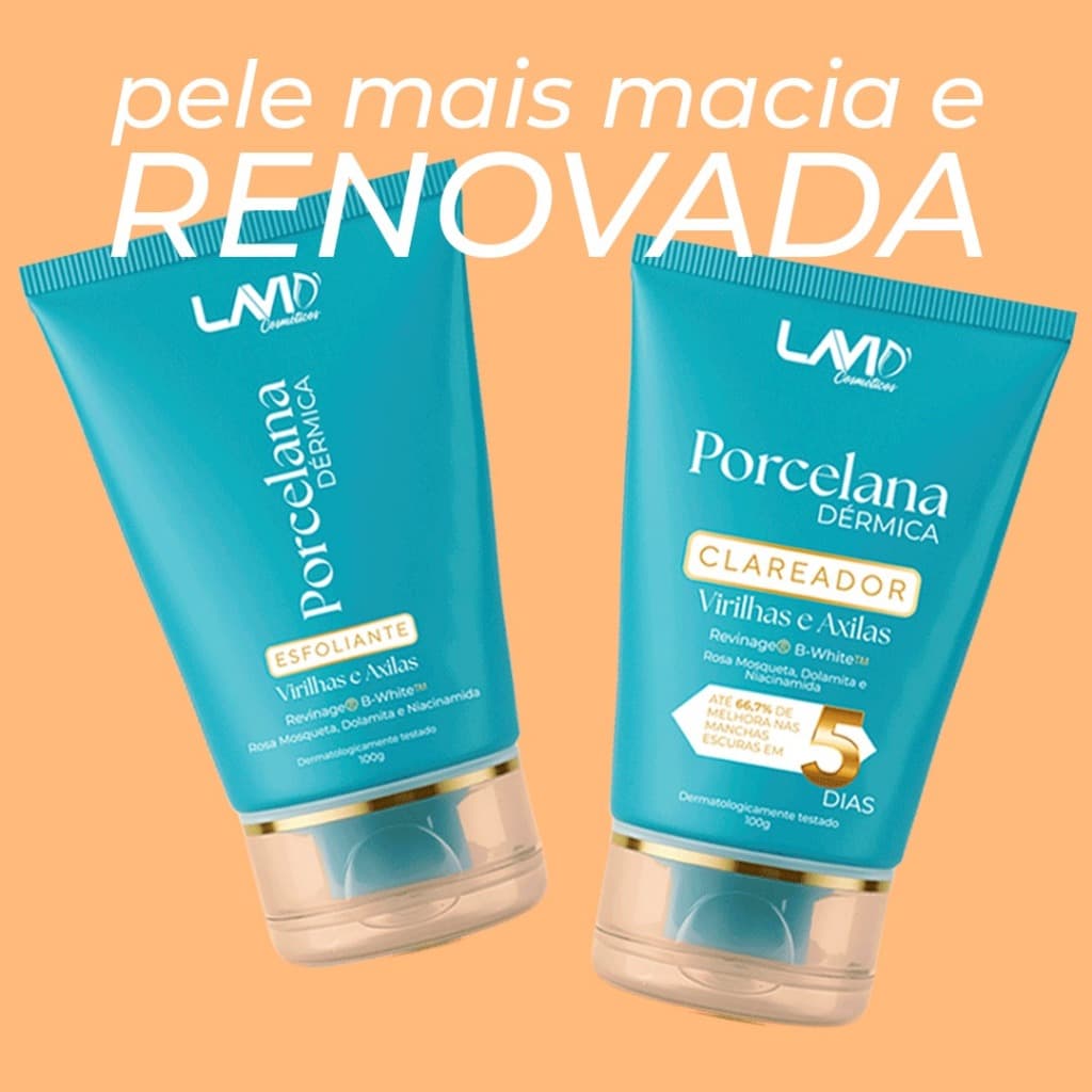 Kit Clareador de Axilas e Virilha + Esfoliante Lavid Porcelana Dérmica 100g