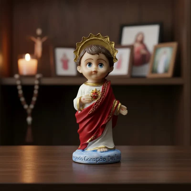 Imagem Sagrado Coração De Jesus 15cm Resina Decoração