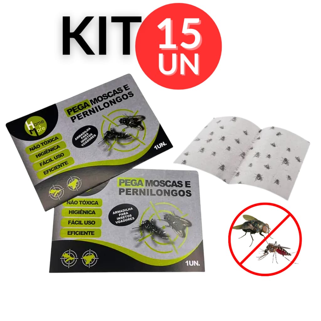 Kit 5/10/15 Adesivo Armadilha Pega Mosca Pernilongo Mosquito Sem Odor Atrai Insetos