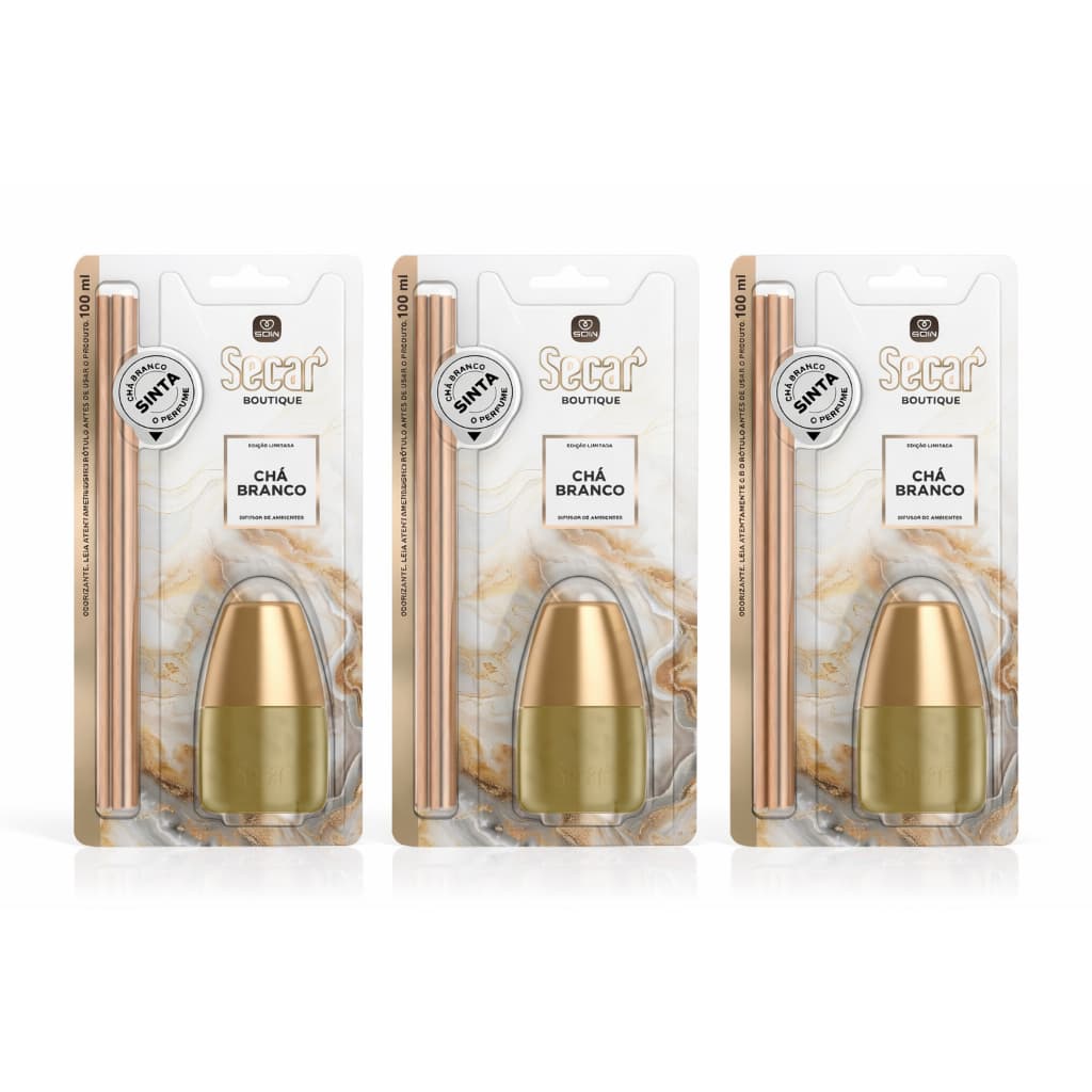 Kit 3 Difusor De Aromas E Ambientes Chá Branco Secar 100ml