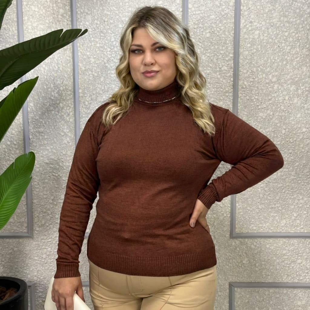 Suéter Tricô Feminina Plus Size Cacharrel Manga Longa Confortável
