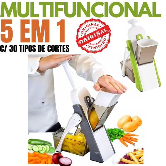 Multicortador 5 Em 1 Cortes Variados Ralador Fatiador Picador Triturador Ajuste Lâmina