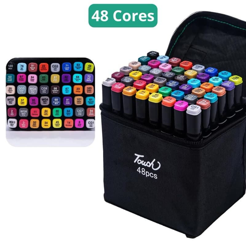 Canetinhas Touch Dual Tip 48 Cores Profissional Desenho Álcool