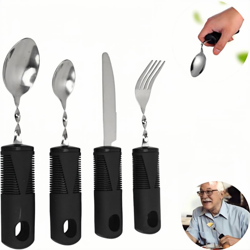 4 Pçs Talheres Dobráveis Utensílio Para Deficientes Utensílios Ponderados Adultos Idosos Construídos De Mesa Adaptativos