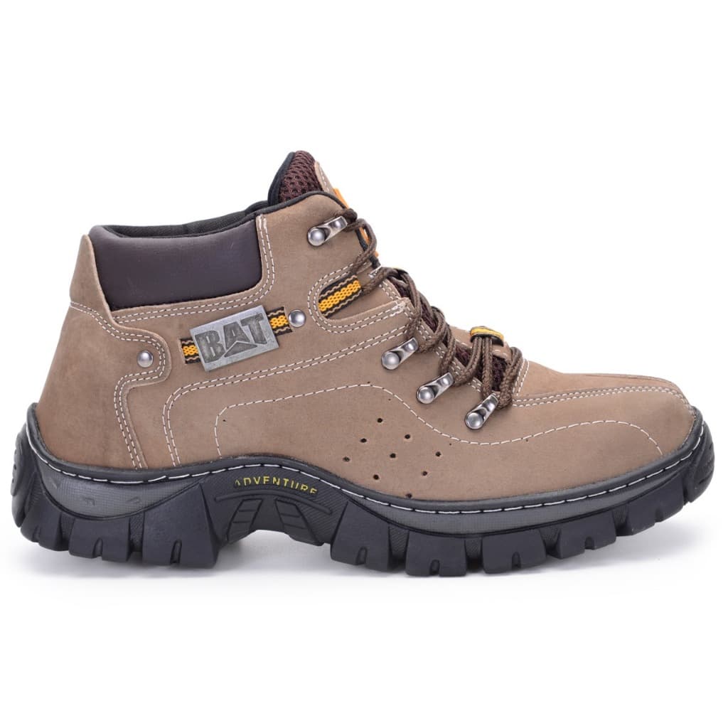 Bota Adventure Macia Palmilha Em Gel Conforto Couro Legitimo Cinza Rato Masculina Unissex