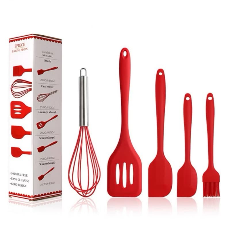 Kit Utensílios Silicone Cozinha 5 Peças Resistente Calor Multifunção Colorido