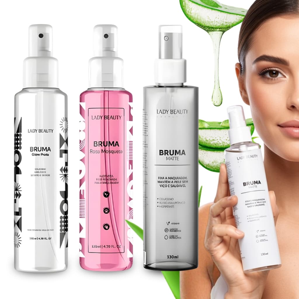 Bruma Fixadora de Maquiagem Matte 130ml Lady Beauty com Colágeno Controle de Oleosidade