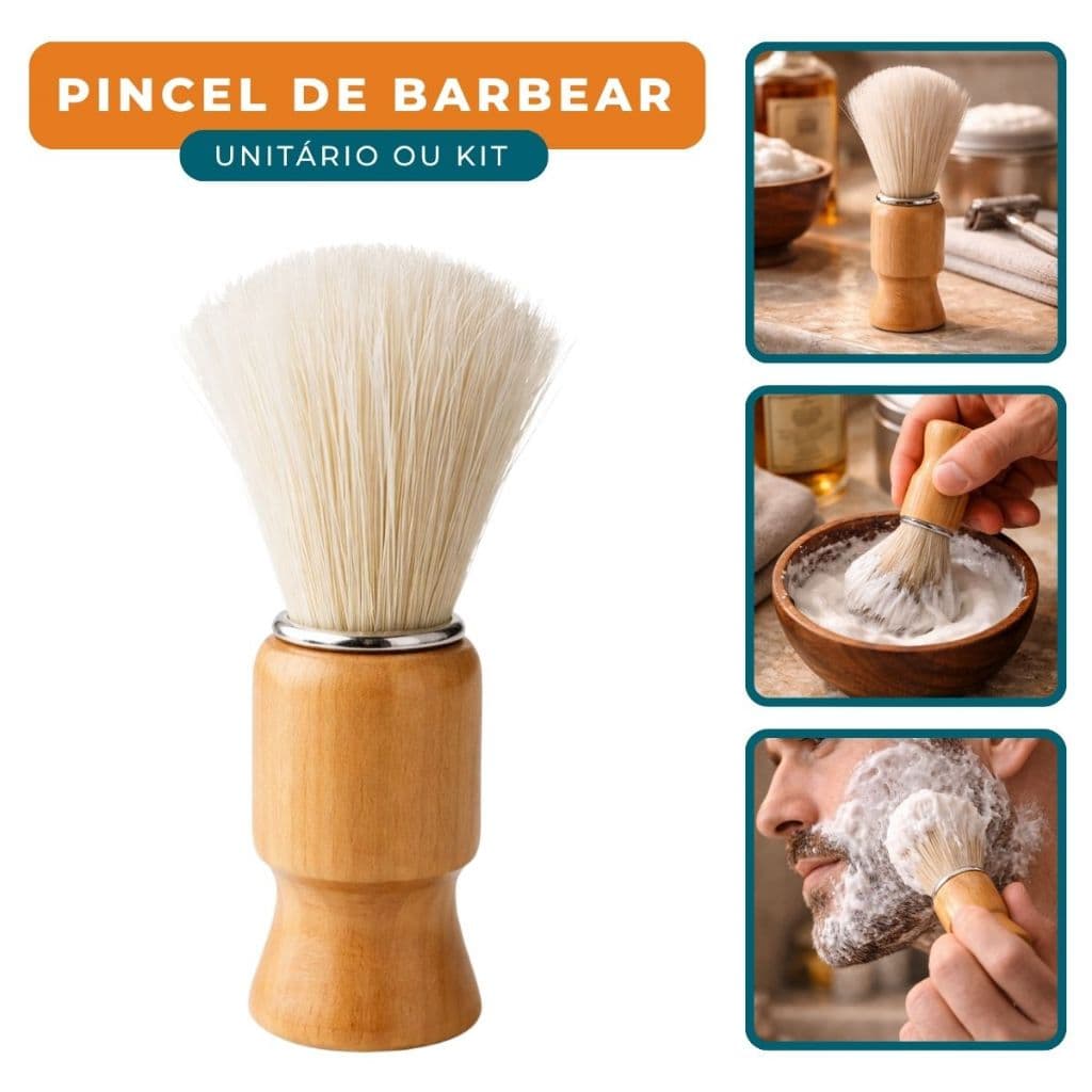 Pincel de Barbear Profissional Macio Fácil de Usar Barba Barbearia Barbeiro