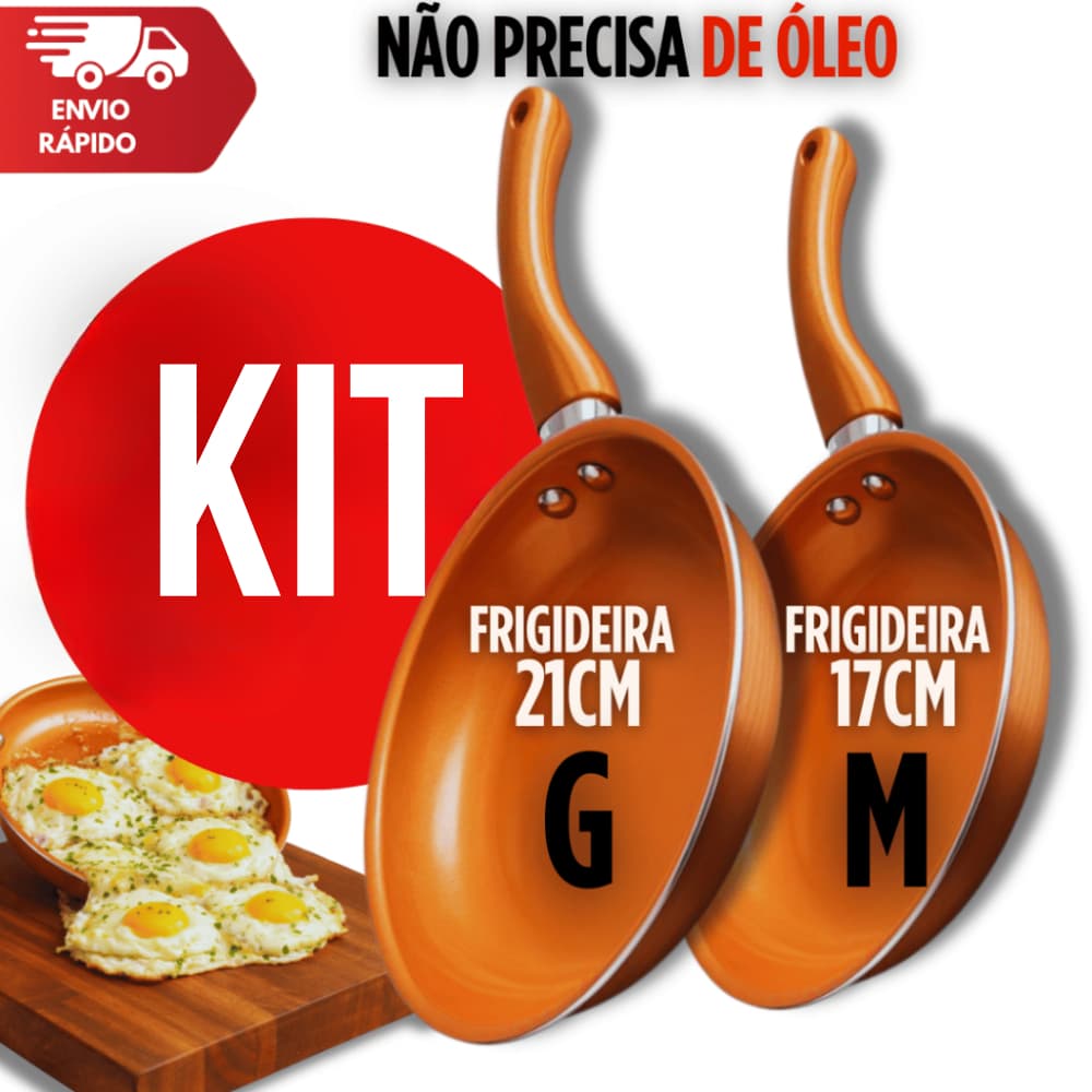 Frigideira 17cm 21cmCobre Antiaderente em Cerâmica Premium  Alta Durabilidade e Uso Sem Óleo Desliza