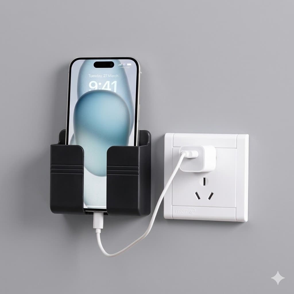 Suporte Celular Tomada Multifuncional Porta Celular Parede Sem Furo Organizador Carregador