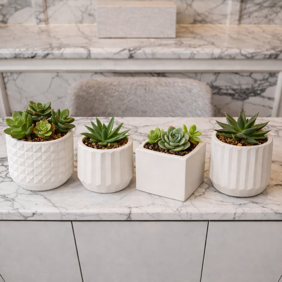 Vasinho decorativo de gesso – para Suculentas Cactos e Plantas Artificiais – Estilo Moderno