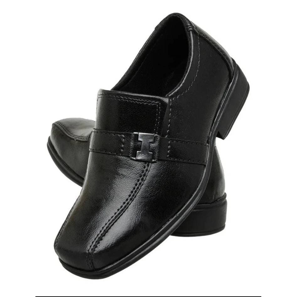 Sapato Social Infantil Masculino Couro Sintético Fivela 21 ao 36