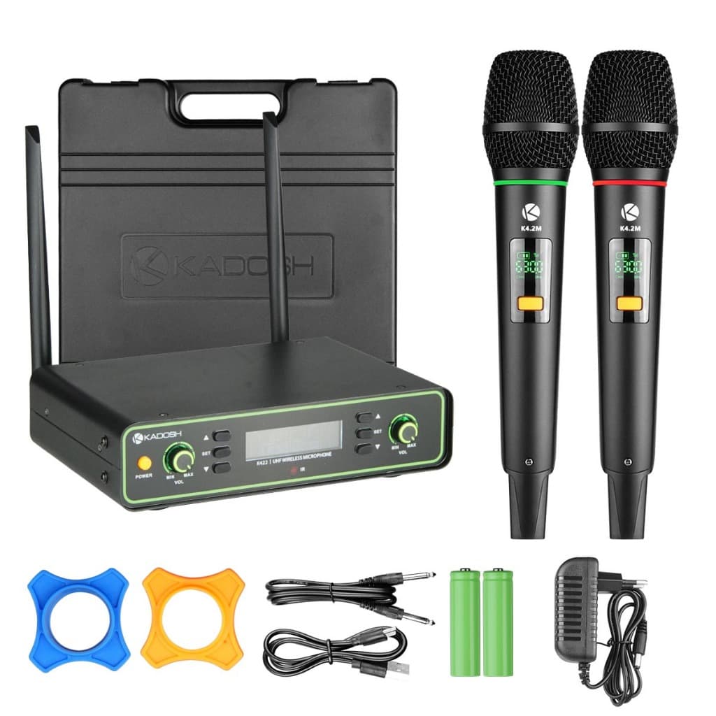 2 Microfones Sem Fio De Mão UHF Recarregavel Kadosh K-422M Para Igreja Palestra Escola Show