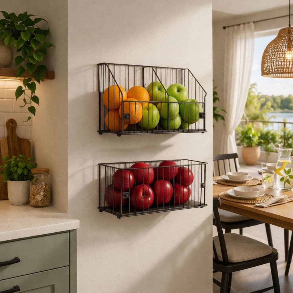 Cesto Fruteira Parede Aramado Kit P e G Porta Frutas Organizador Cozinha