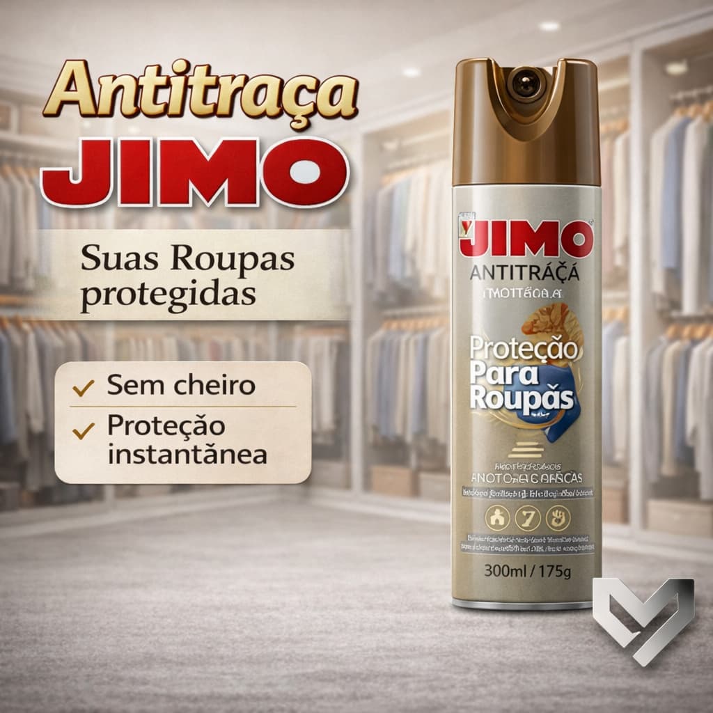 Jimo Anti Traça Aerosol 300ml Mata Repele Traças Roupas Livros Guarda Roupa Sem Cheiro