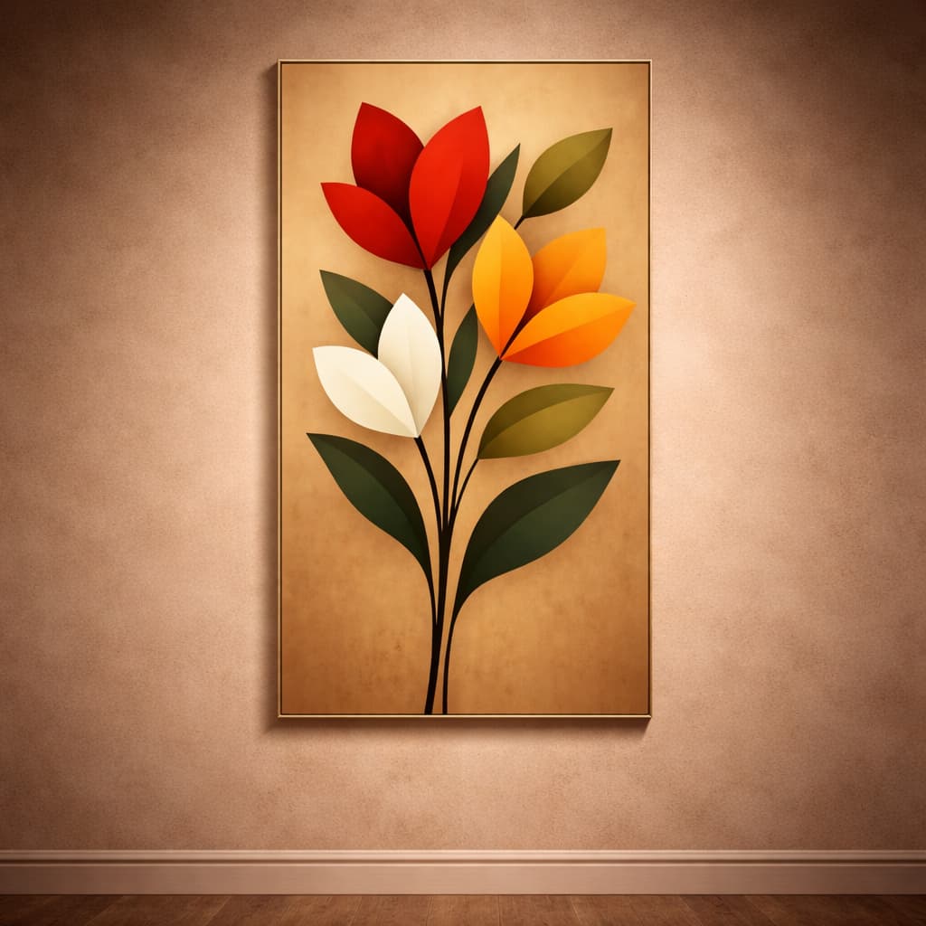 Quadro Decorativo Folhagem Moderna Clean Minimalista Delicadas Coloridas Luxuosa Grande 110x70