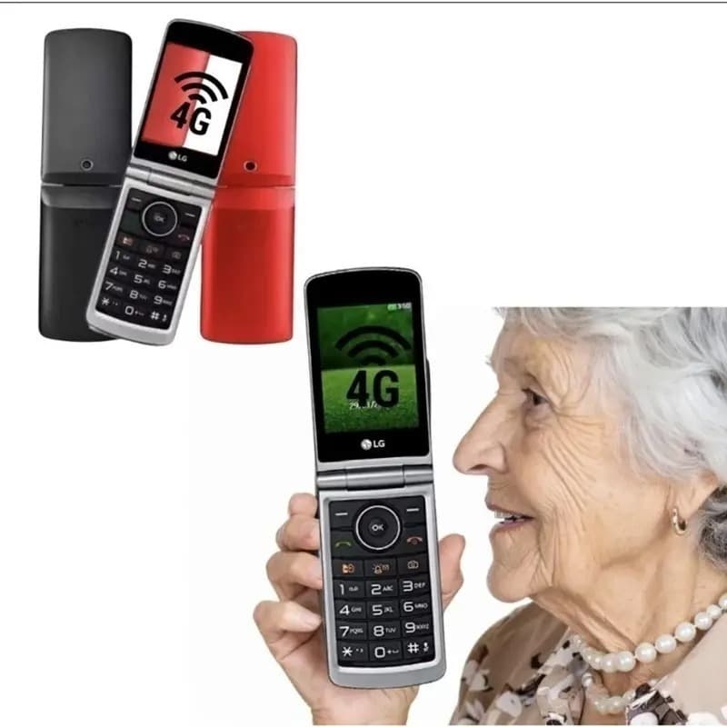 Celular LG Flip 4G Dual Chip Numeros Grandes preto