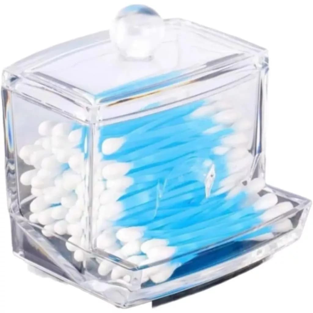 Porta cotonete acrílico transparente luxo com tampa - porta algodão