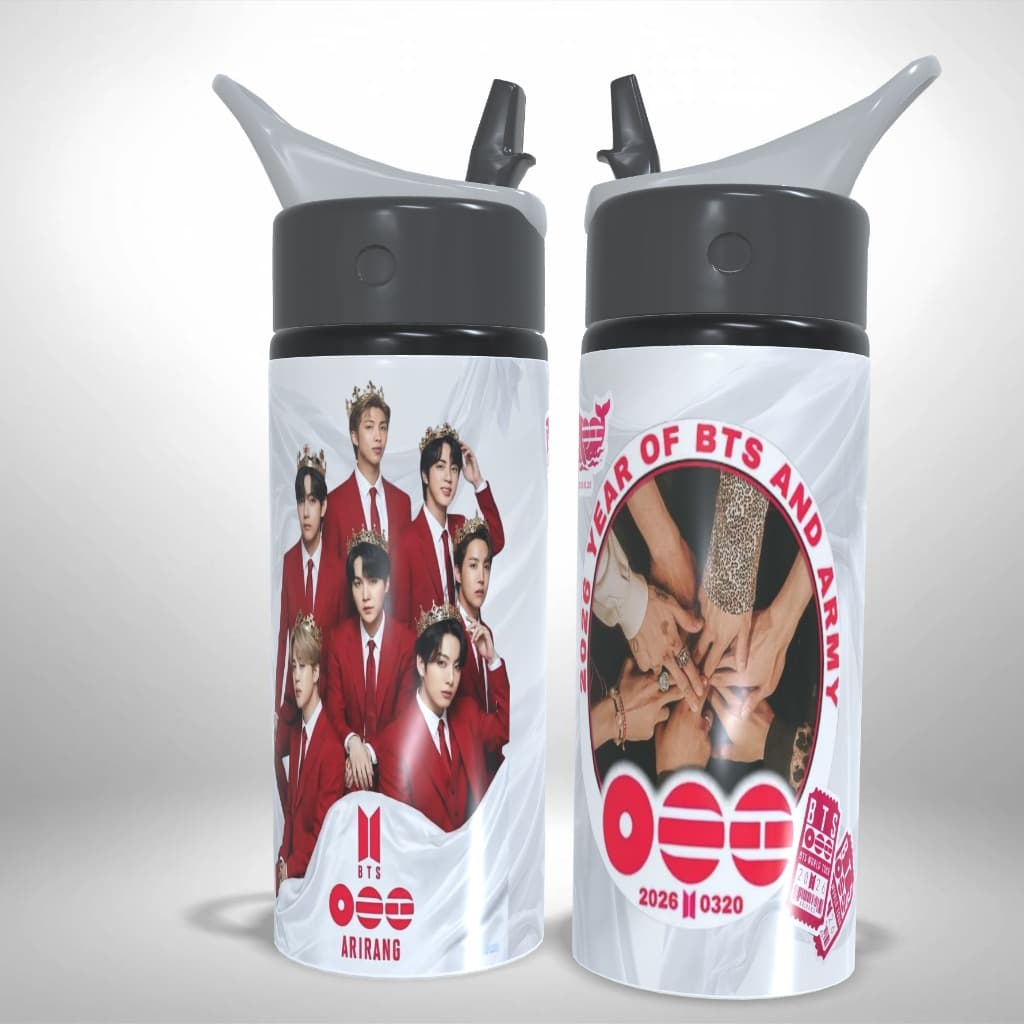 Garrafa Squeeze Personalizado Exclusivo BTS Arirang Tour 2026 KPOP Army Grupo - Presente único
