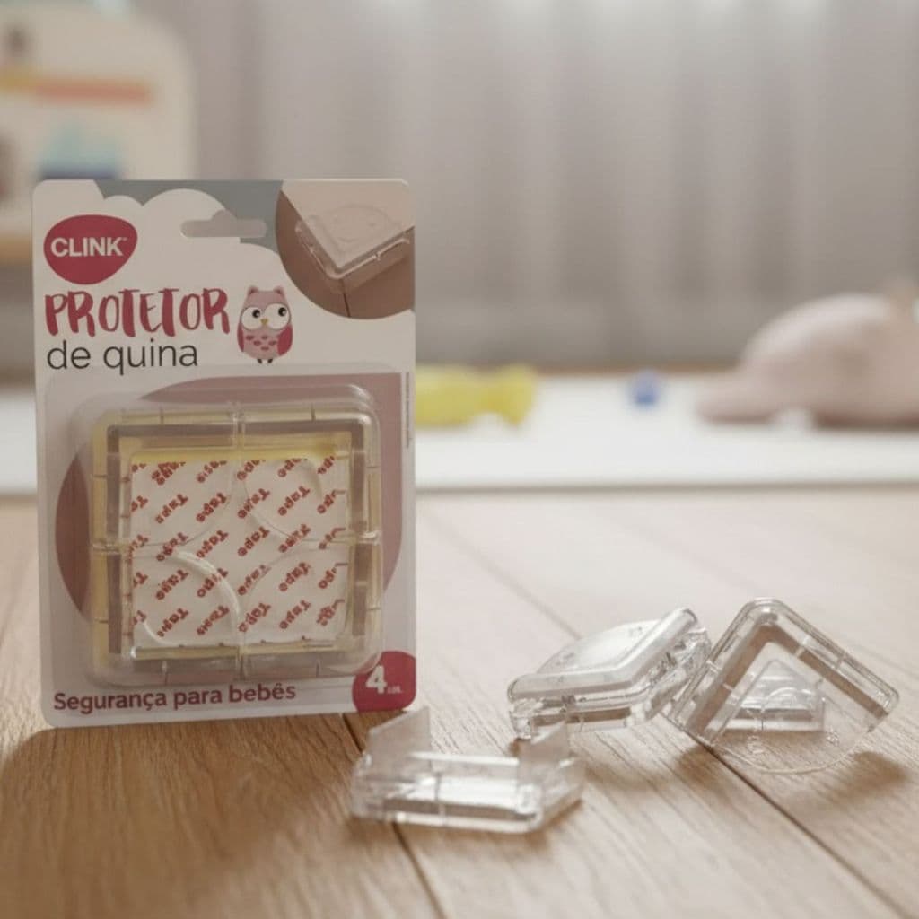 Kit 4 Protetor De Quina Silicone 4,5Cm Protetores Anti Impacto Para Bebe Criança Bebê Transparente