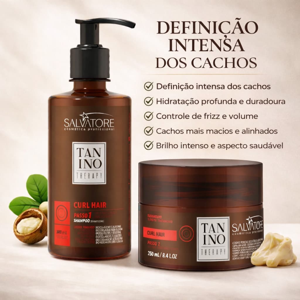 Kit Cachos Definidos Salvatore Curly Hair Hidratação Brilho e Controle de Frizz