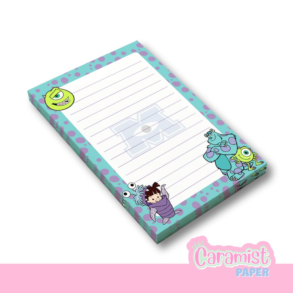 Bloco de anotações Monstros S.A destacável 50 folhas 120g | papelaria fofa – Caramist Paper