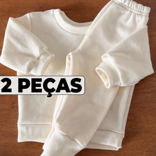 Conjunto Moletom Bebê 2 Peças Inverno Macio Confortável Blusa + Calça
