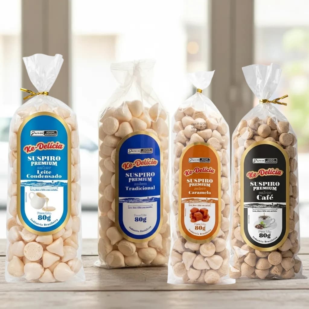 Kit 2 Suspiros Sabores Caseiros mini merengue 80g cada leve crocante lembrancinhas sobremesas