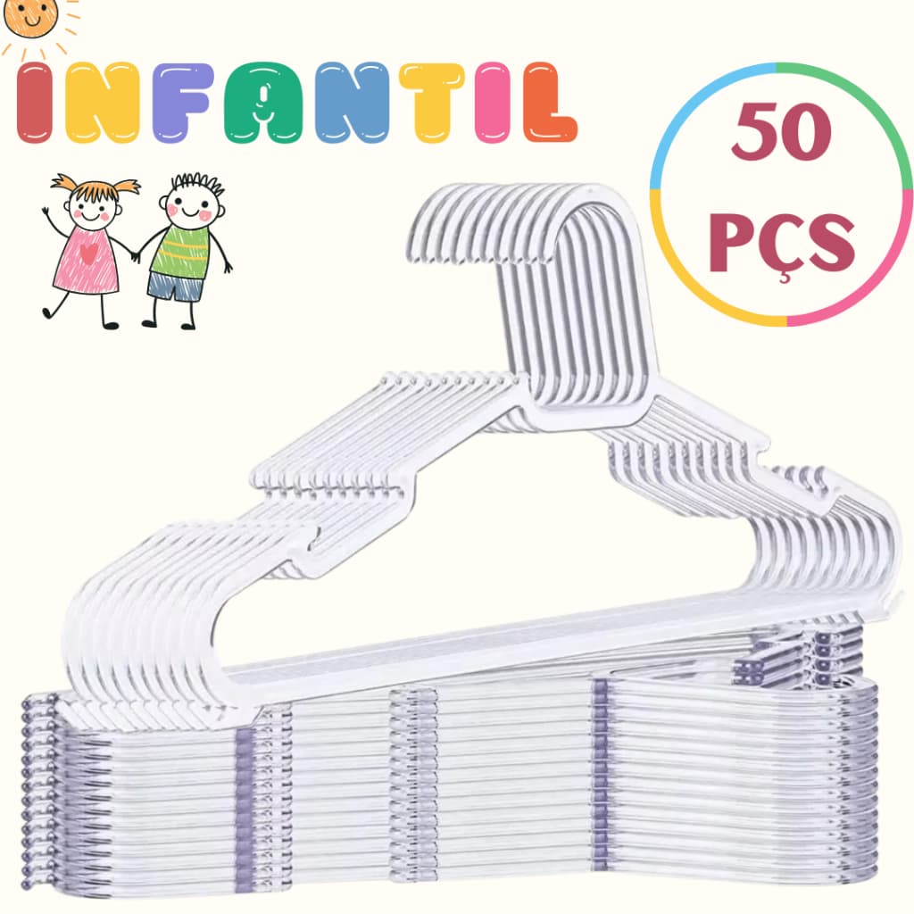Cabide Infantil Acrílico Cabides Transparente Reforçado Resistente Organizar Roupas