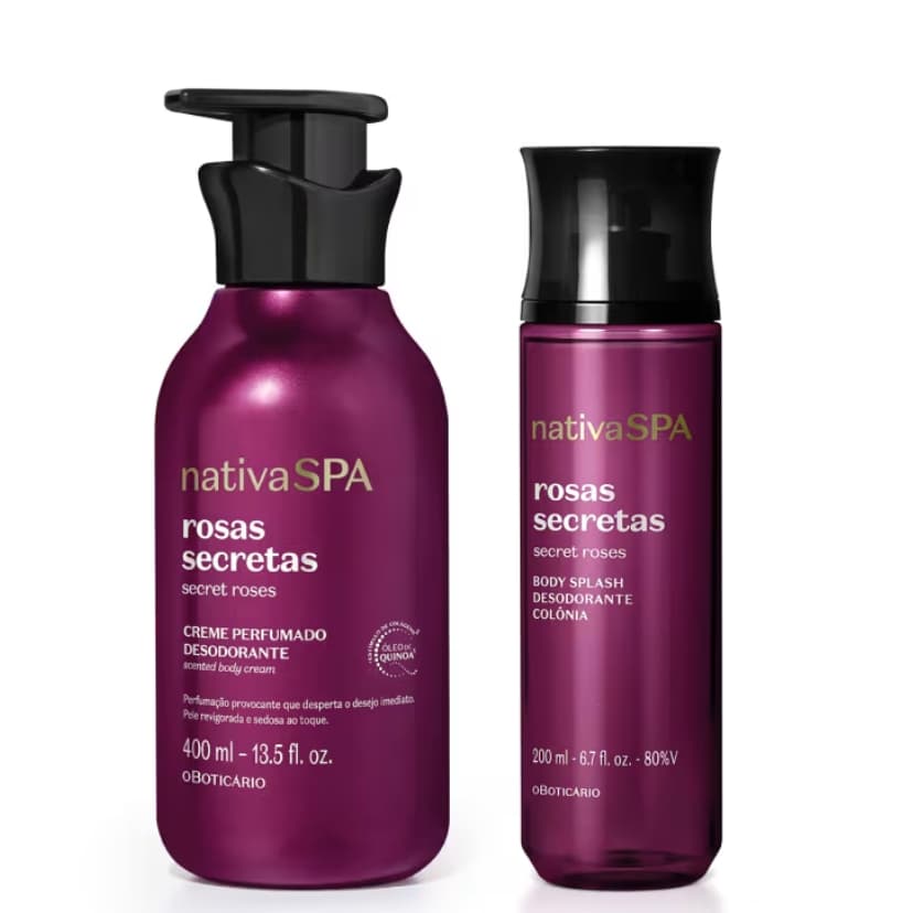 Combo Nativa SPA Rosas Secretas: Body Splash 200ml + Creme Perfumado Corporal 400ml