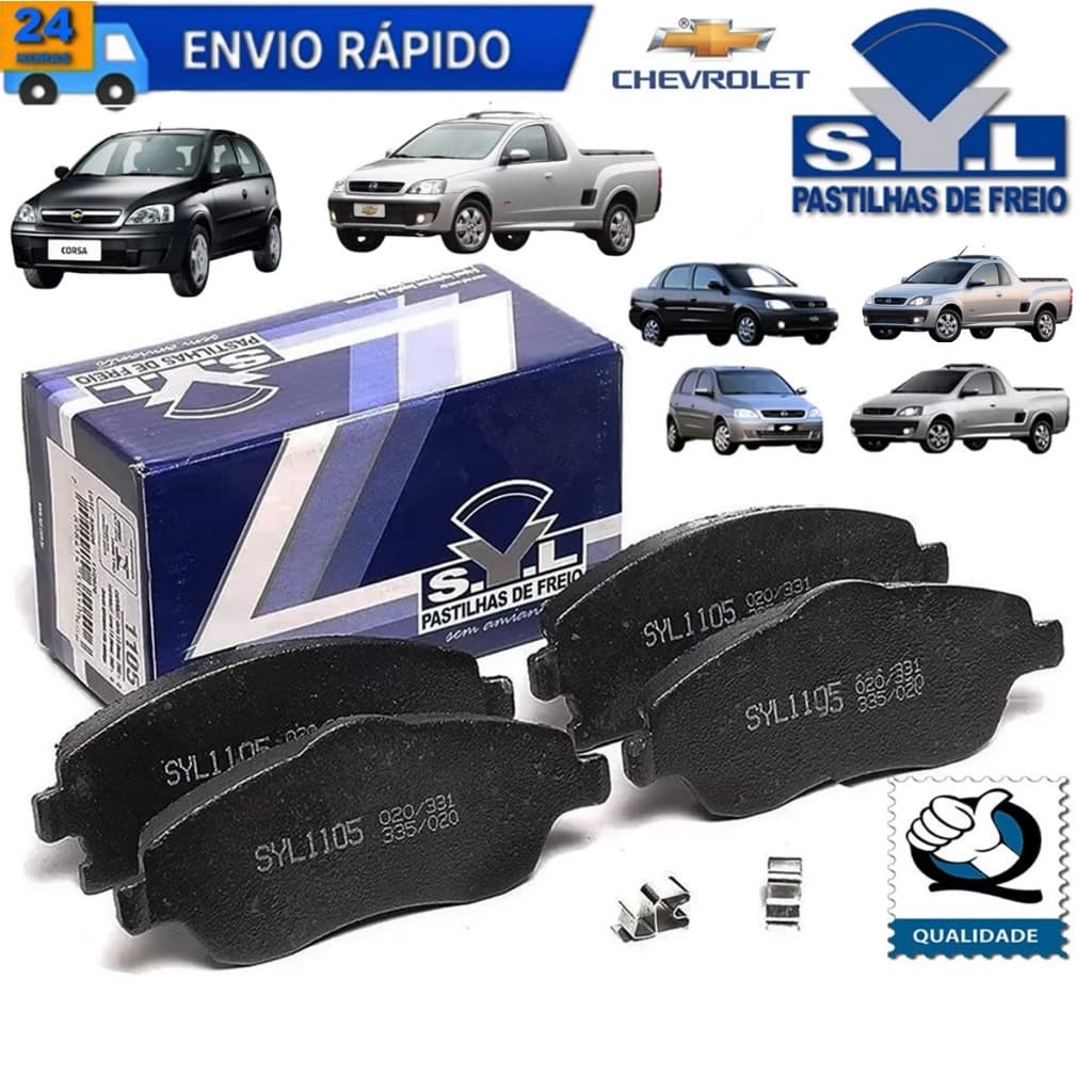 PASTILHA DE FREIO SYL1105, GM CORSA 1.0/1.4/1.8 02/12 / MONTANA 1.4/1.8 03/22. novo com NFe