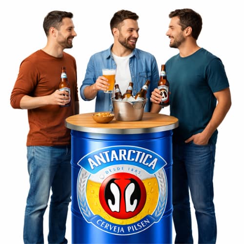 Adesivo Decorativo 40x40cm de Barril Cerveja Antártica Cervejeira Adega Barril 200Litros Tonél Bar Amigos Churrasco