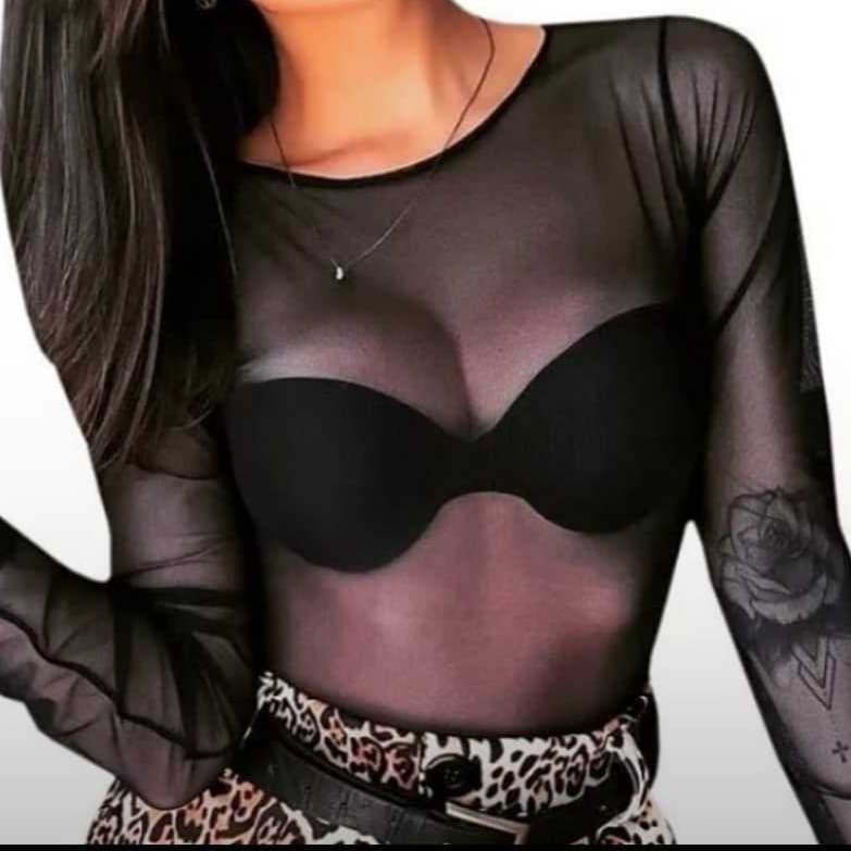 Body tule blusinha - tule - manga longa