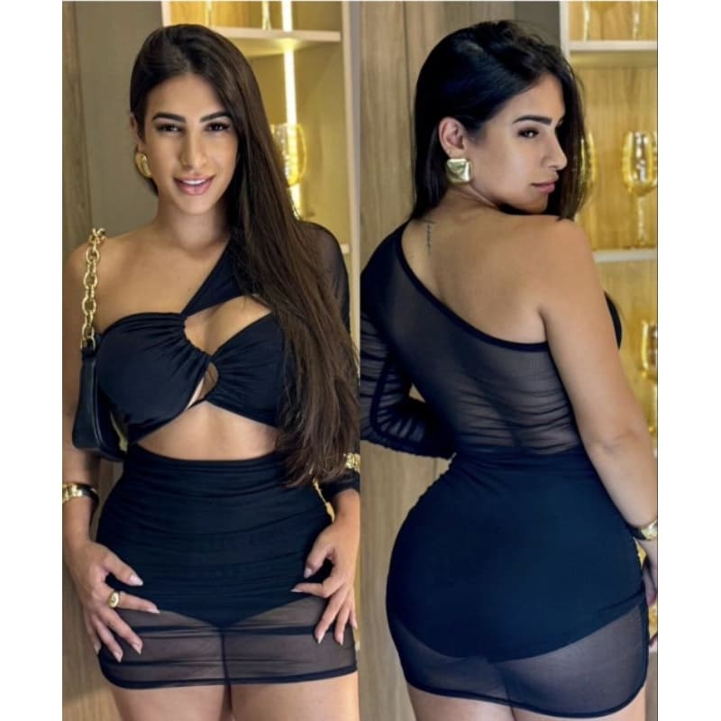 Vestido de tule 1 ombro