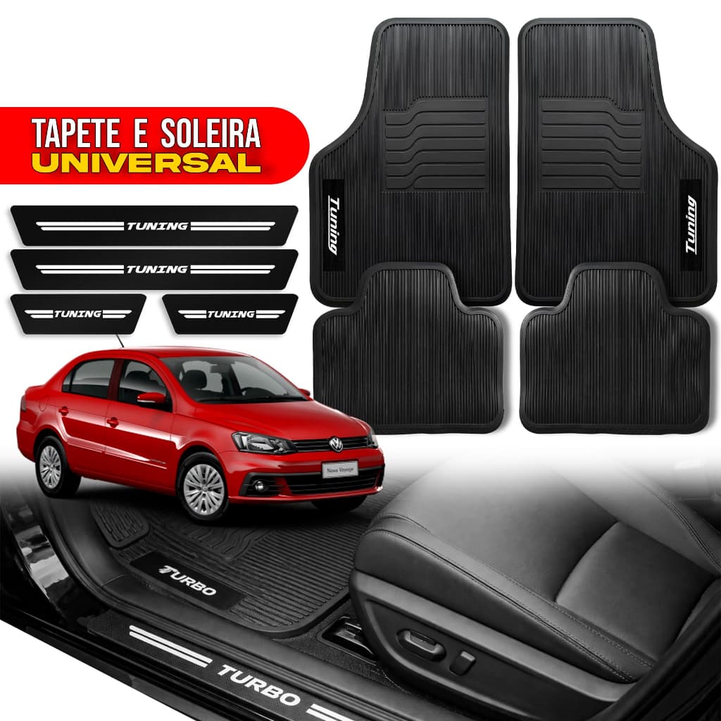 Kit tapete automotivo com soleira antiderrapante proteção carro universal