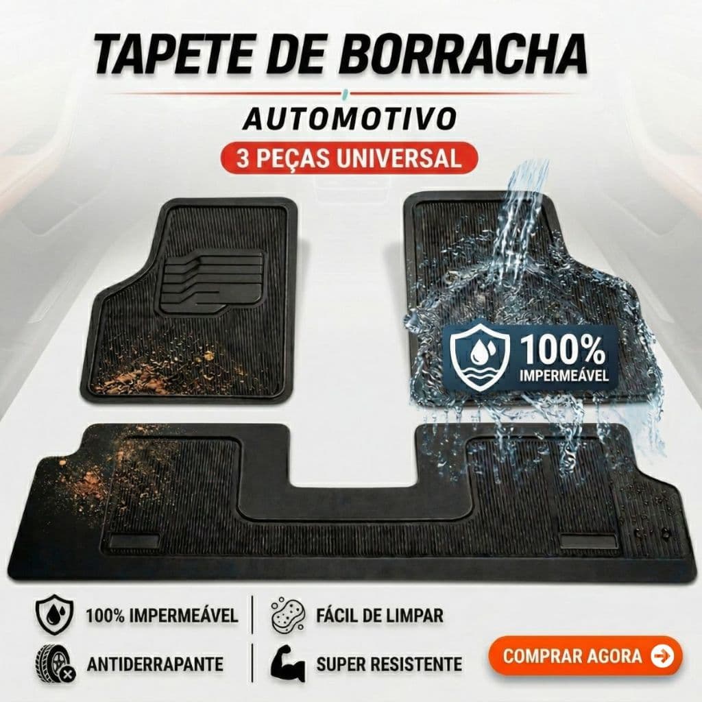Tapete Borracha Automotivo Universal Para Carro Traseiro inteiriço Jogo 3 peças