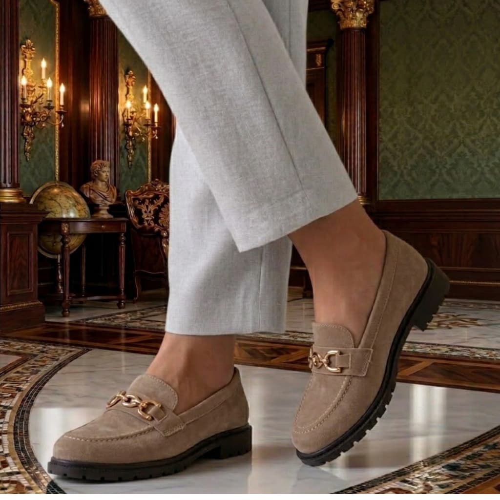 Mocassim Feminino Tratorado Camurça Sapato Oxford Sapatilha Confortável