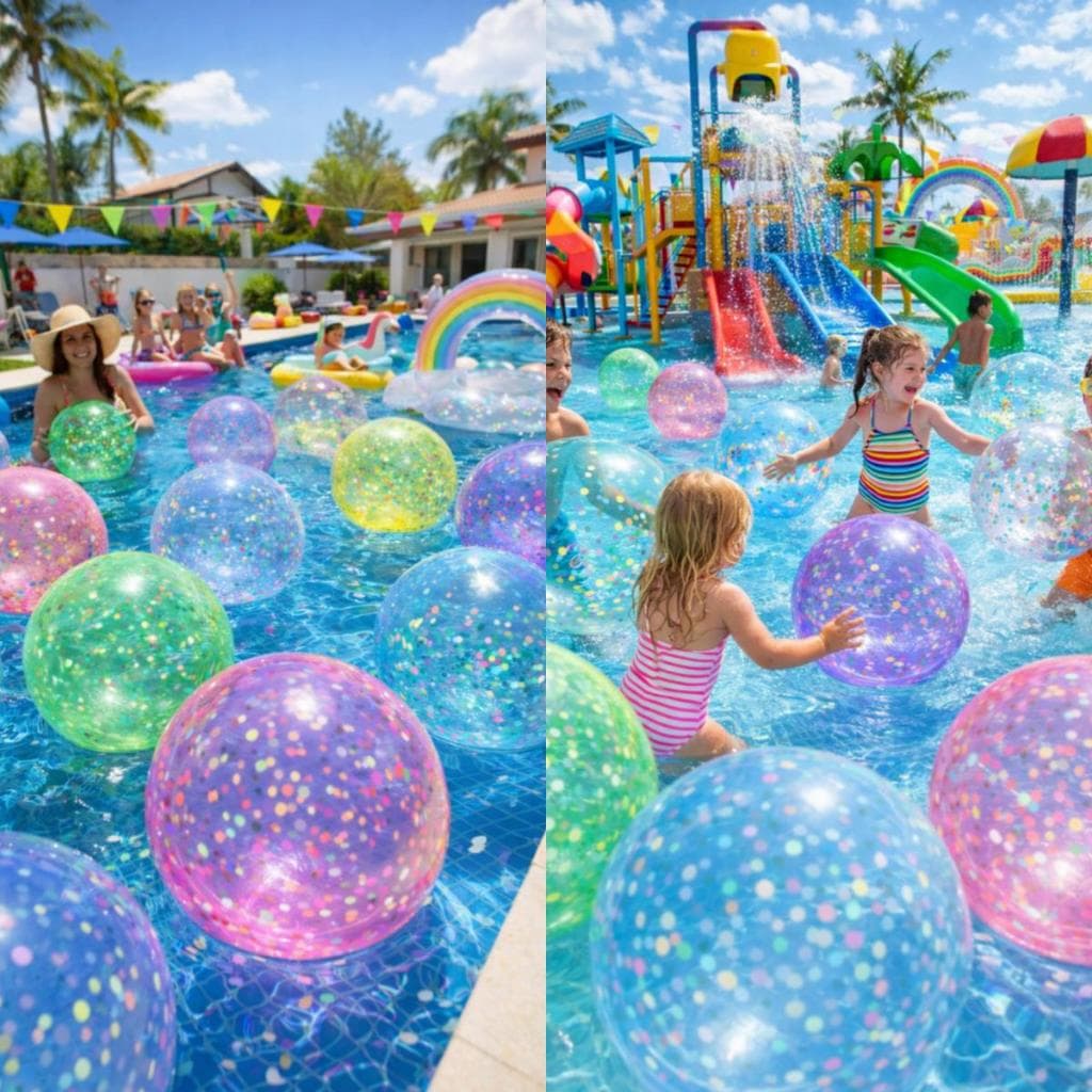 Kit 5 Bola de vinil confete 40cm  para decoração de piscina festa e lembrancinhas - Varias cores
