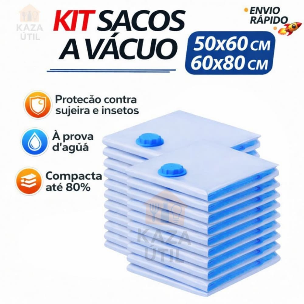 Saco à Vácuo COM ou SEM Bomba Vários Tamanhos para Guarda Roupa Organização Mala Viagem Limpeza