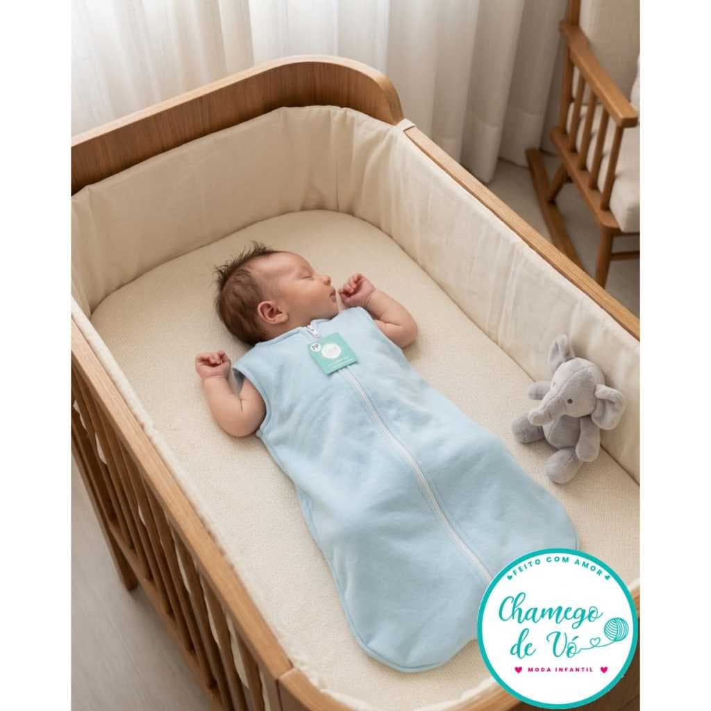 Saco de Dormir Bebê Casulo Inverno Quentinho em Moletom com Ziper
