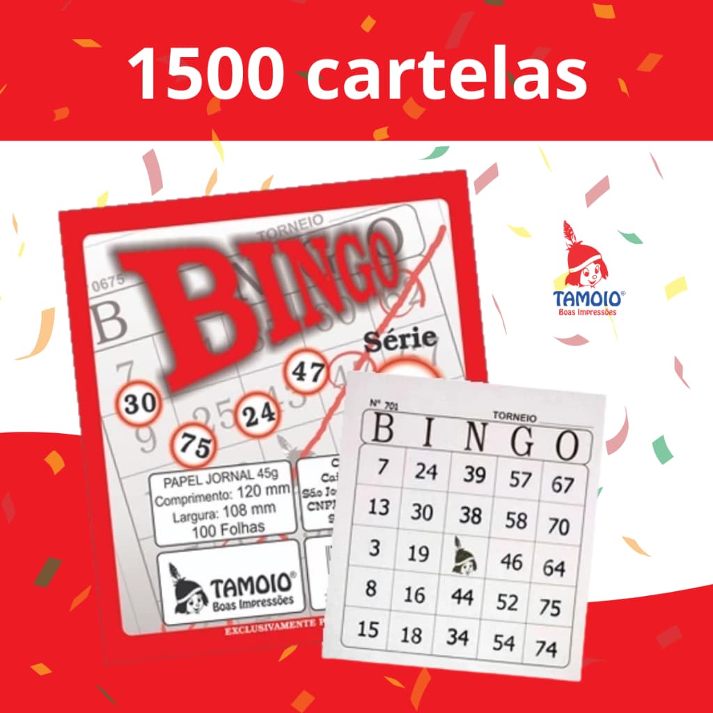 1.500 CARTELAS DE BINGO JORNAL TAMOIO