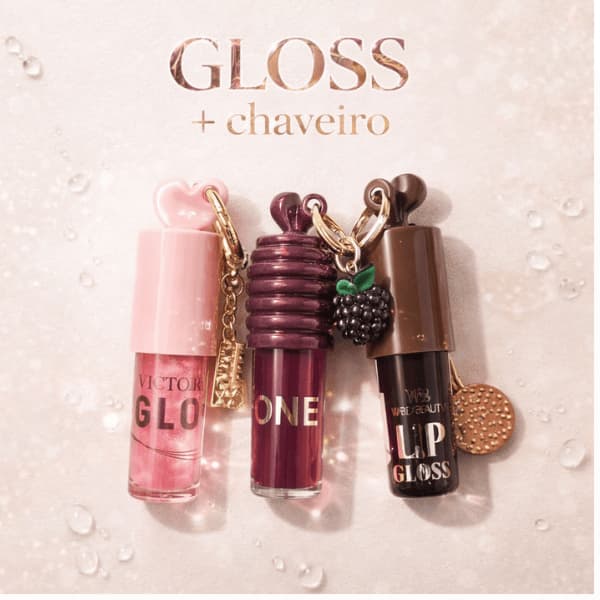Óleo de Cuidado Labial Colorido Com Chaveiro para Bolsa Mochila - Gloss Labial Topo de Brilho Labial
