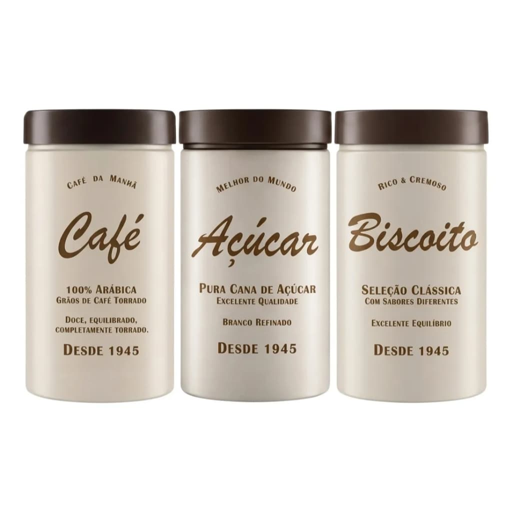 Kit Lindo Café Da Manhã - 3 Potes Temáticos 1500ml