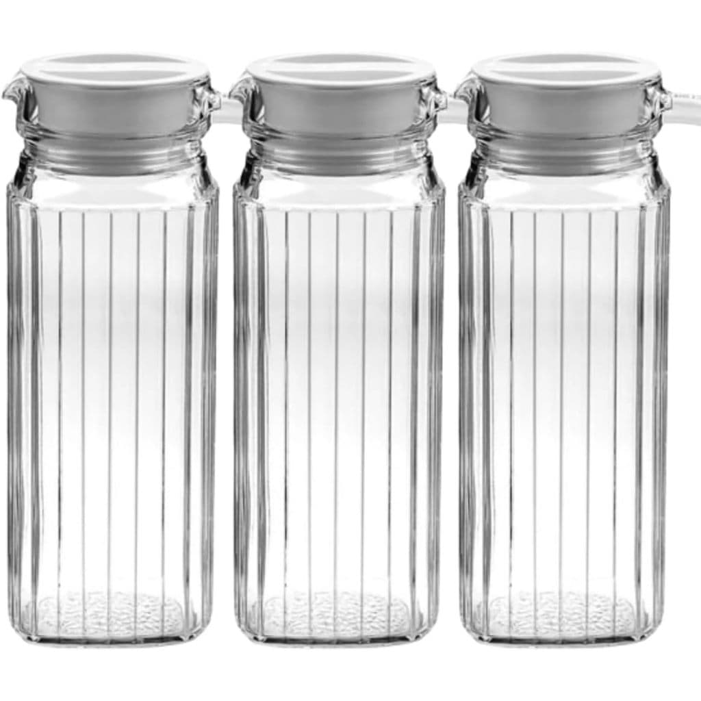 Kit 3 Jarra De Vidro Vania 1 Litro P/ Bebidas Suco Água Com Alça
