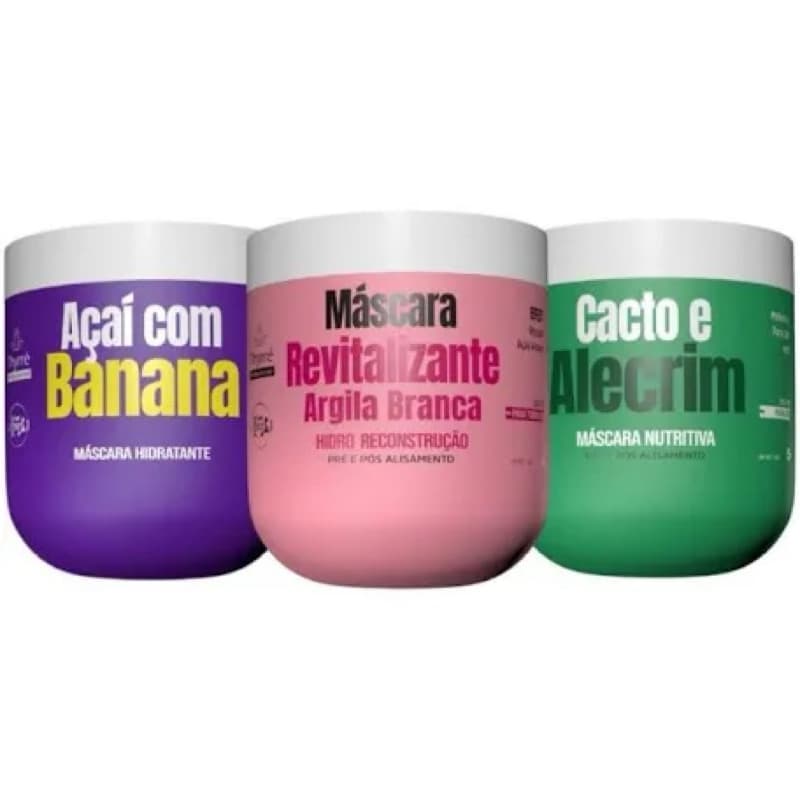 Cronograma Capilar Thyrre 3x500g Mascaras de Hidratação, Nutrição e Reconstrução Tratamento Intenso