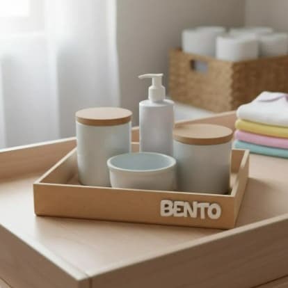 Kit Higiene Bebê Porcelana nome personalizado bandeja quadrada sem pintura Tampa Madeira potes