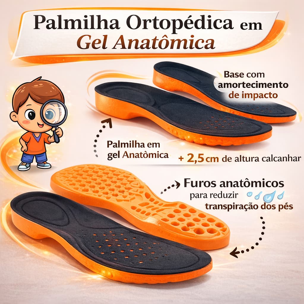 Kit 3 pares Palmilha Ortopédica em Gel Original Trabalho Sem Dores Confortável Tenis Sapatos  Botas