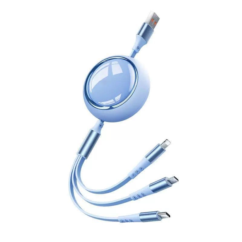 CABO DE DADOS RETRÁTIL MICRO USB 3 EM 1 PARA IOS, TIPO C E V8