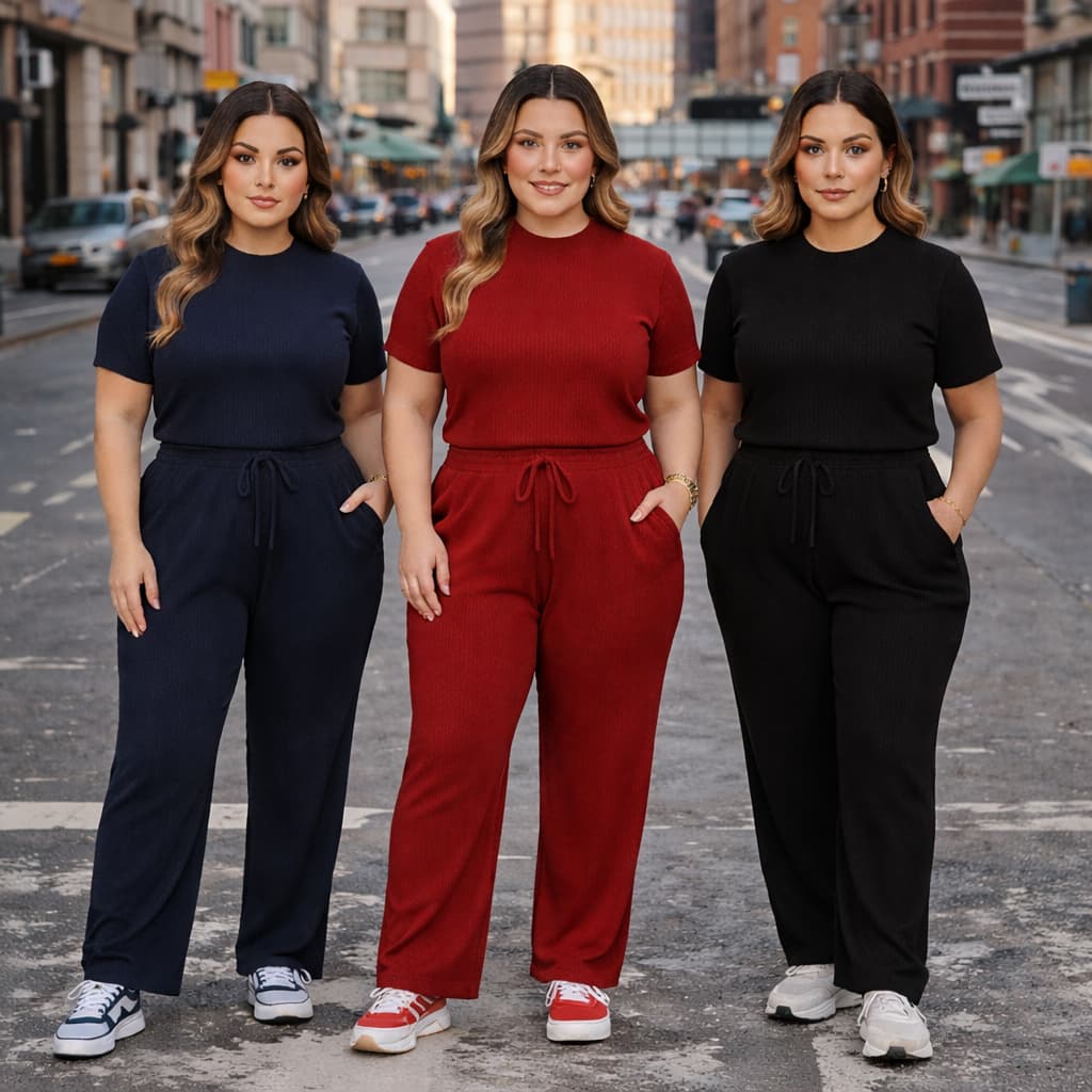 Conjunto Feminino Plus Size Elegante Calça Pantalona e Blusa de Manga Aerolook
