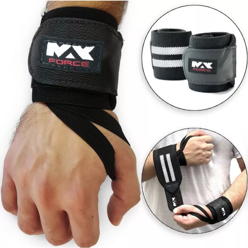 Munhequeira Faixa de Pulso 30cm Par Proteção Treino Academia Musculação Max Force